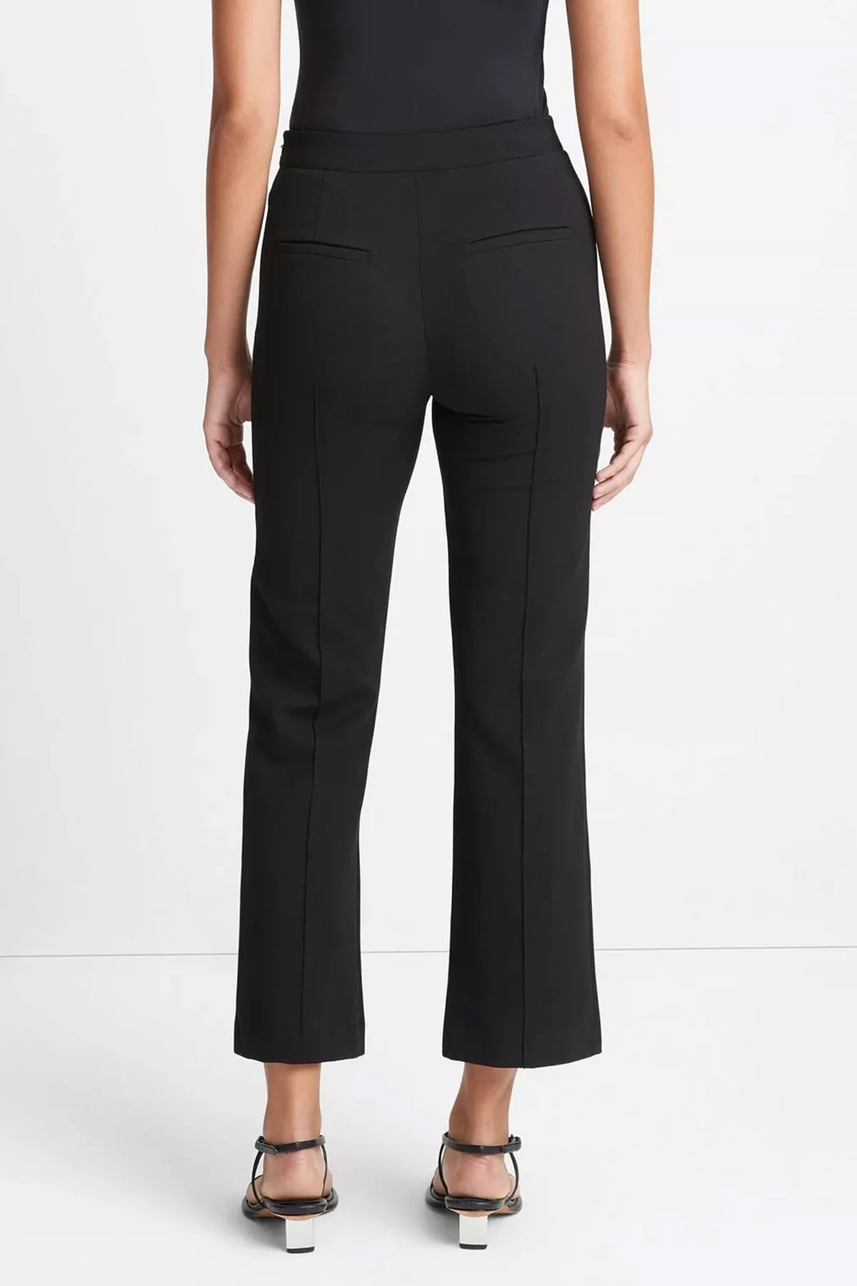 Mid-Rise Pintuck Crop Flare Pant in Black - Image 2