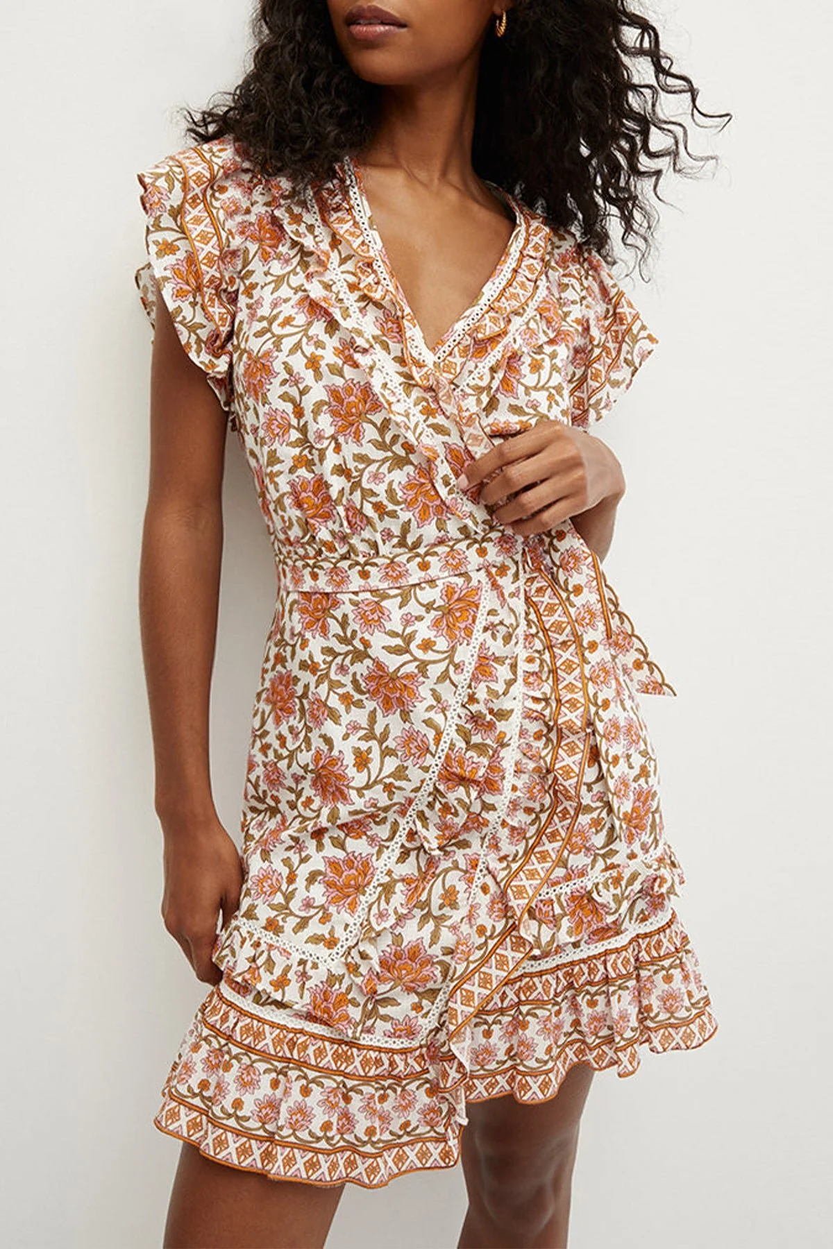 Mikhail Floral Block-Print Dress in Off-White Multi - Image 2
