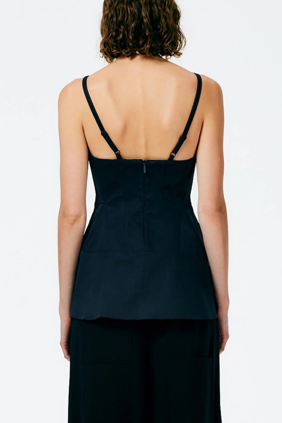 Mila Stretch Satin Corset Top in Navy - Image 3