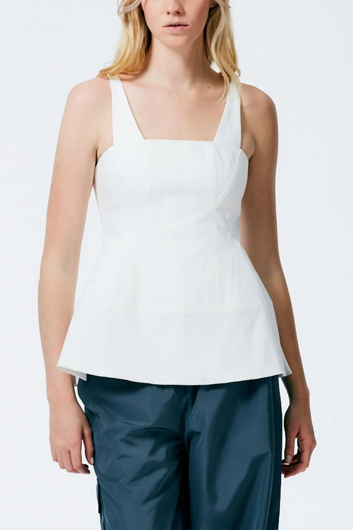 Mila Stretch Satin Corset Top in White