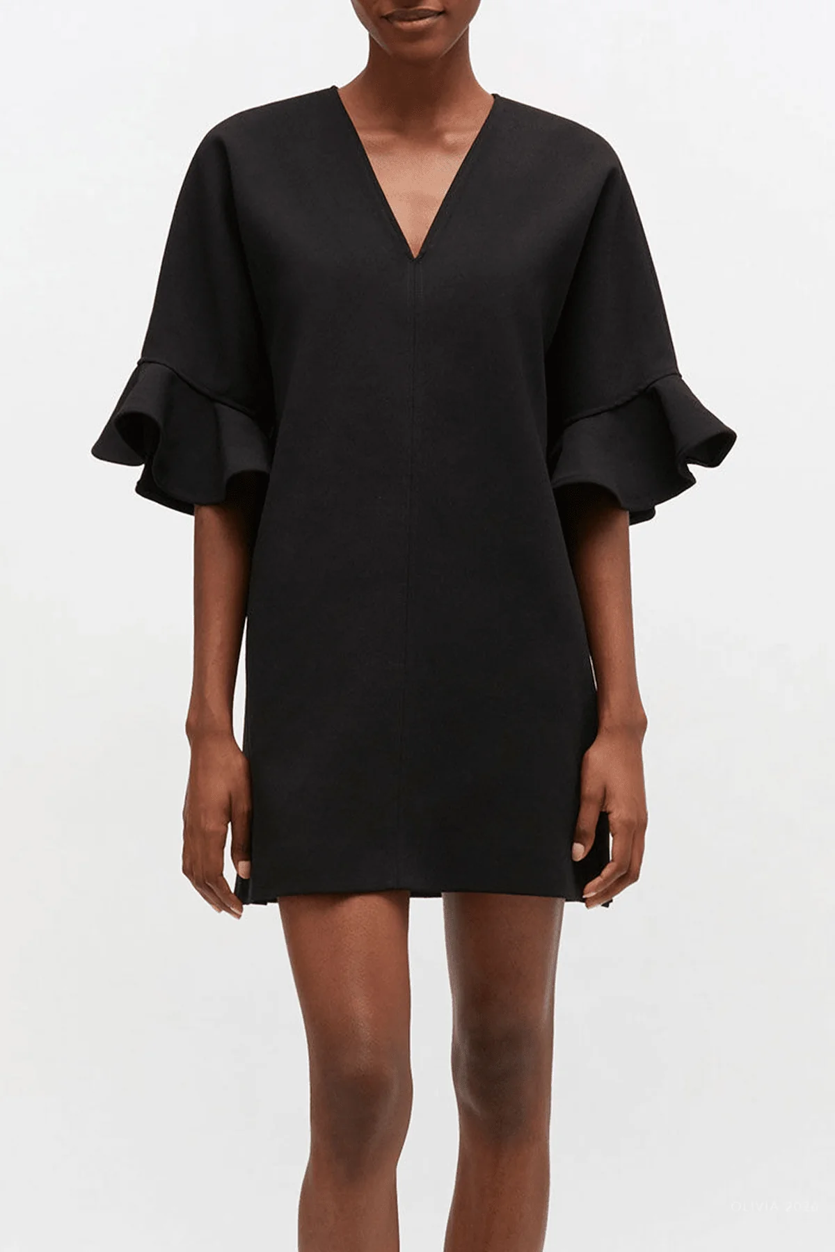 Mini Ruffle Dress in Black - Image 2