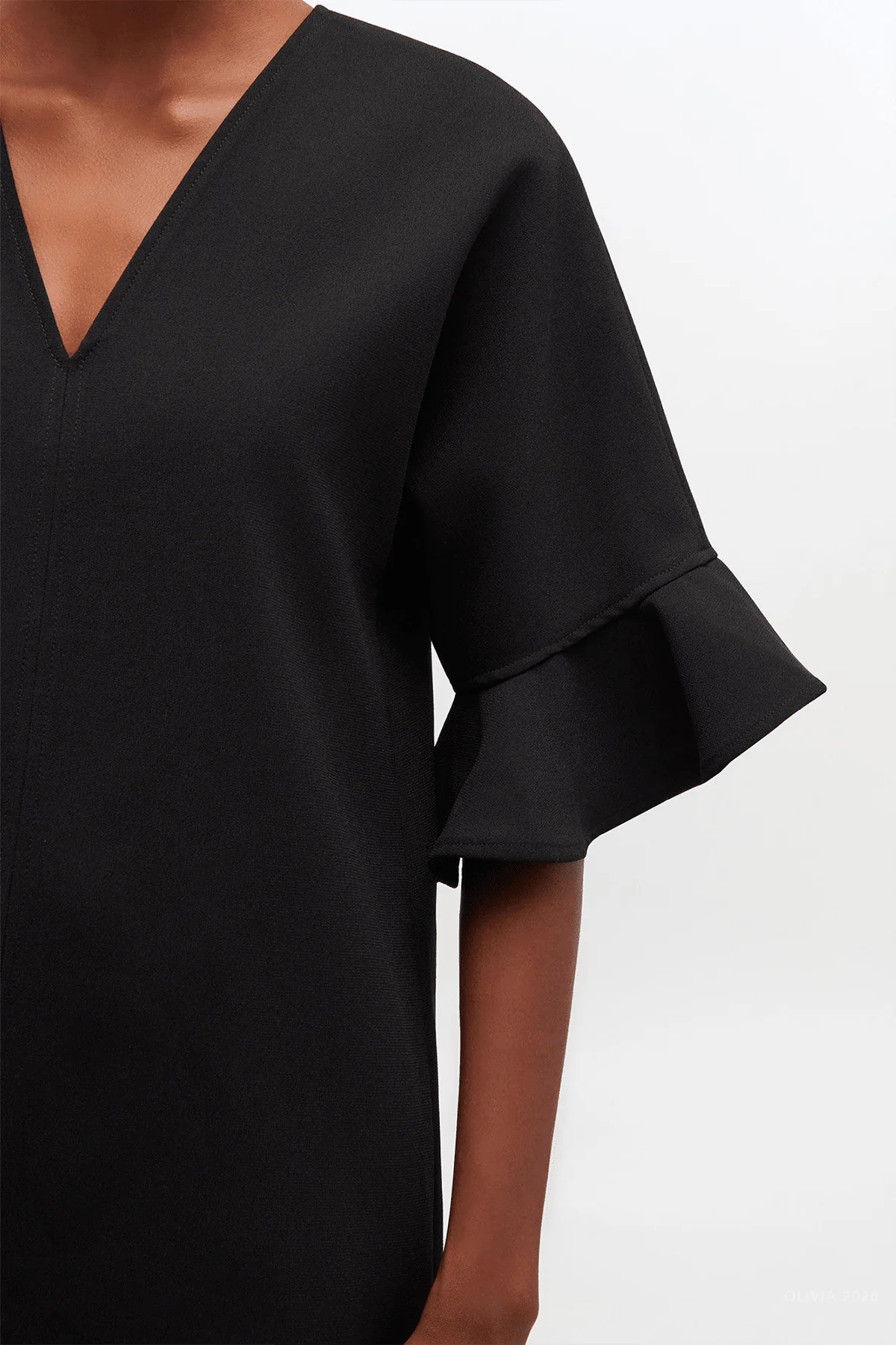Mini Ruffle Dress in Black - Image 4
