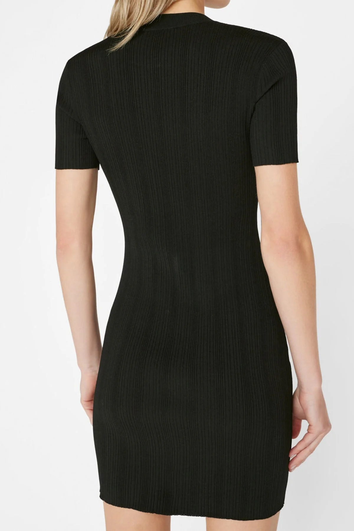 Mixed Rib Cutout Mini Dress in Noir - Image 3