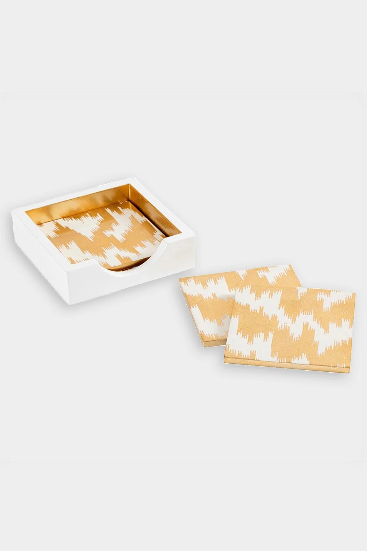 Modern Moiré Square Lacquer Coaster in Holder - Set of 4