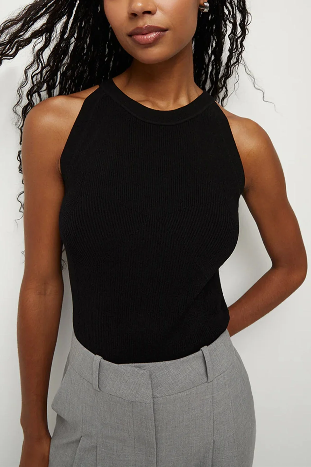 Moulin Ribbed-Knit Top in Black - Image 2