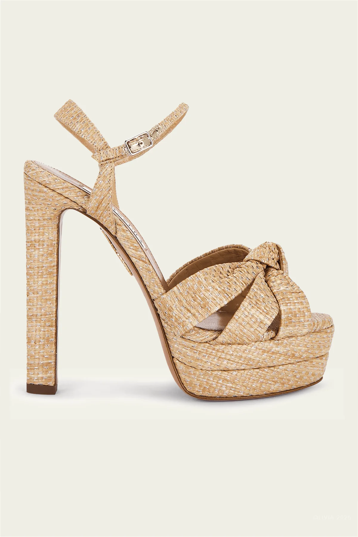 Nina Sandal Plateau 130 in Natural Silver