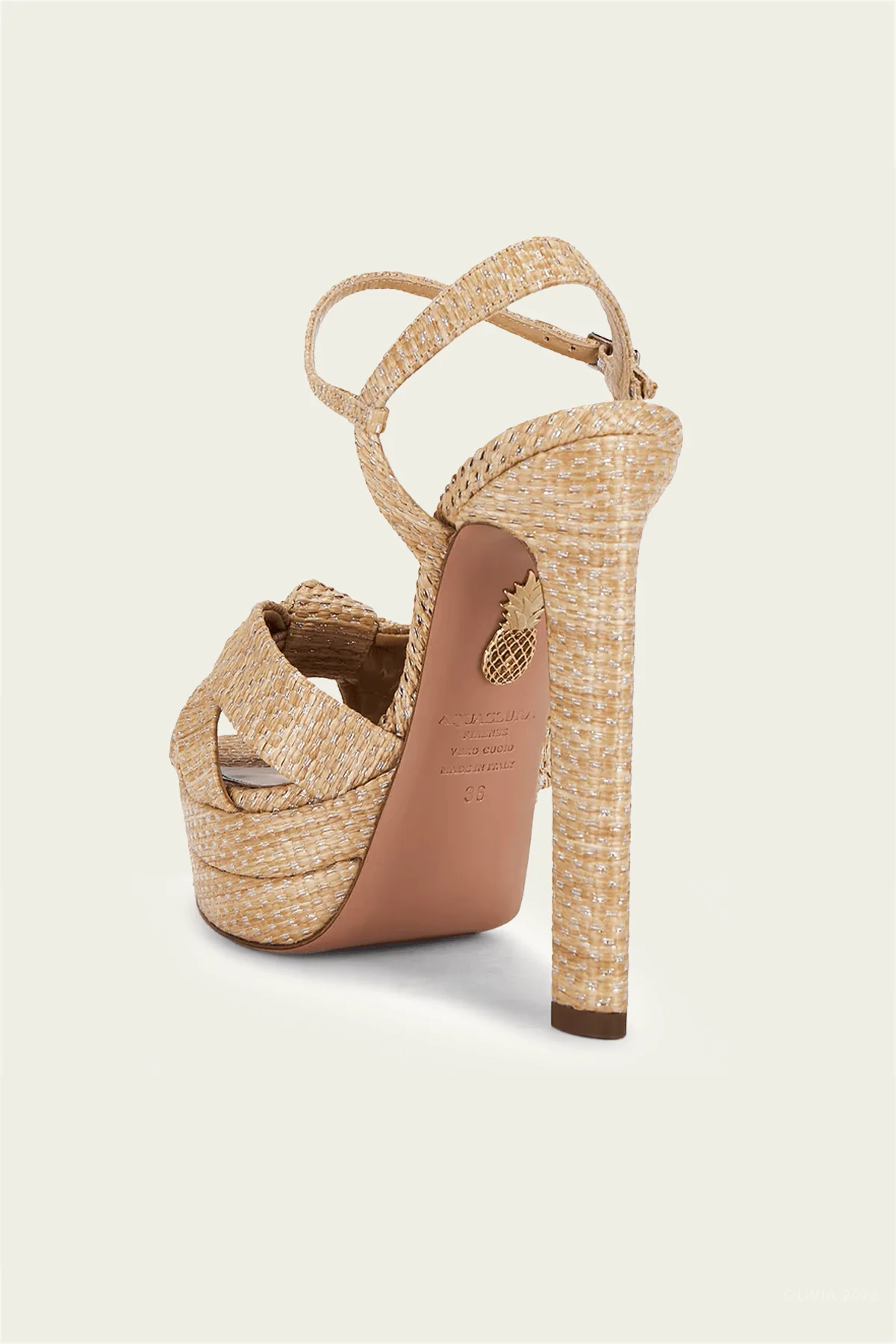 Nina Sandal Plateau 130 in Natural Silver - Image 3