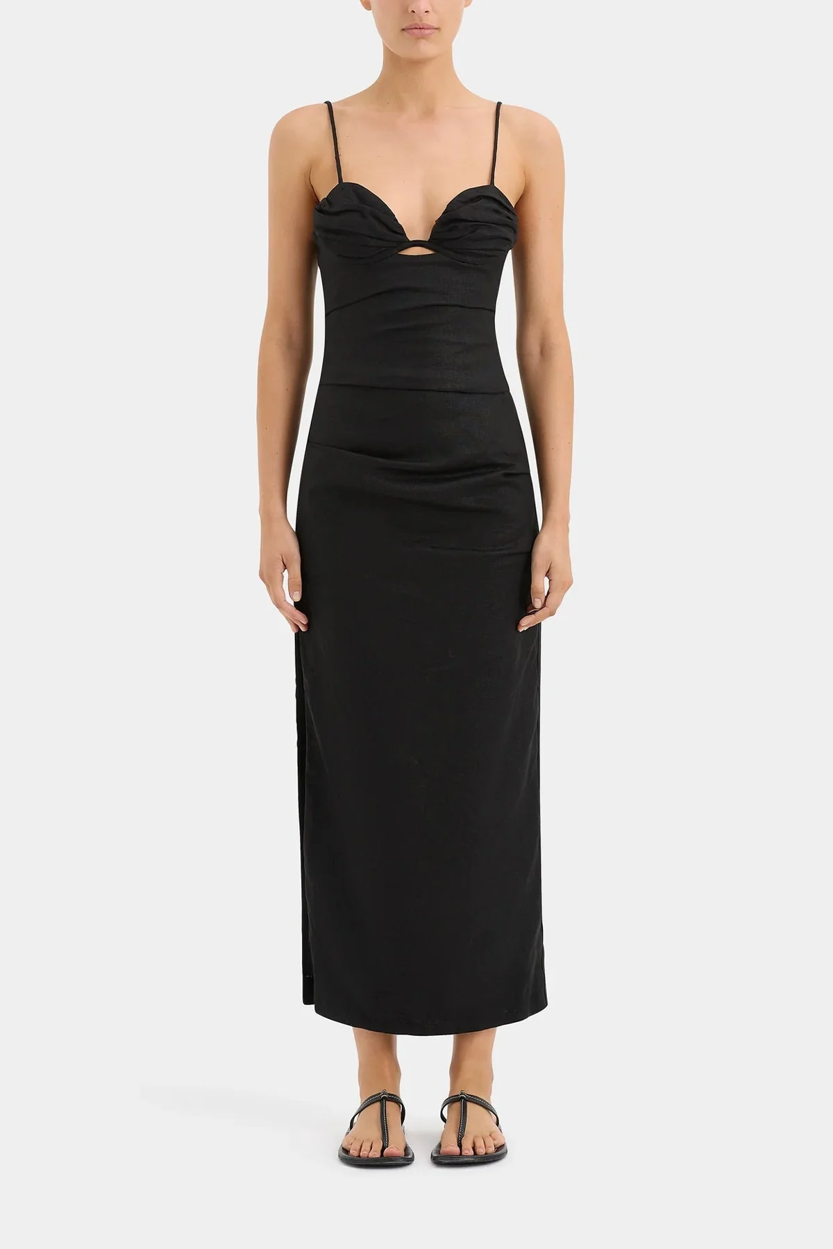 Noemi Balconette Midi Dress in Black - Image 2