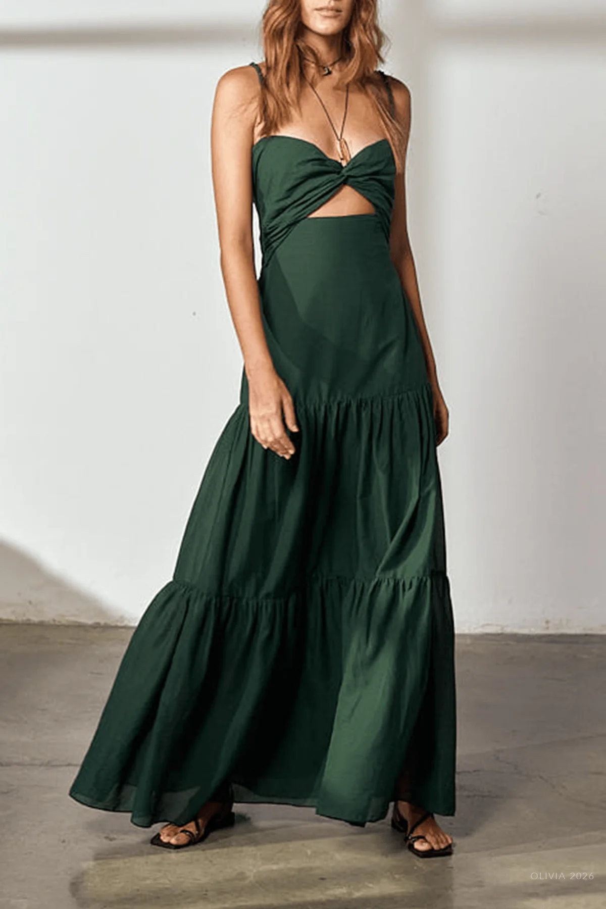 Olivia Dress in Forest Green - Image 3