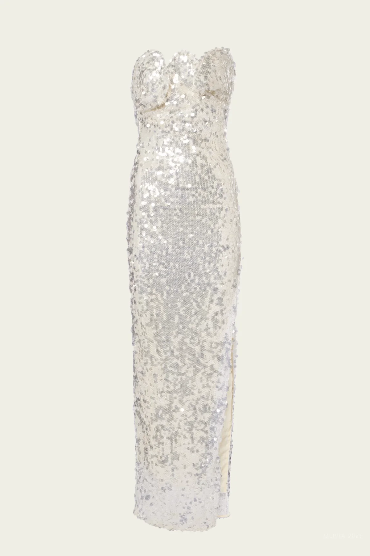 Opaline Sequin Strapless Gown in Glisten Clear