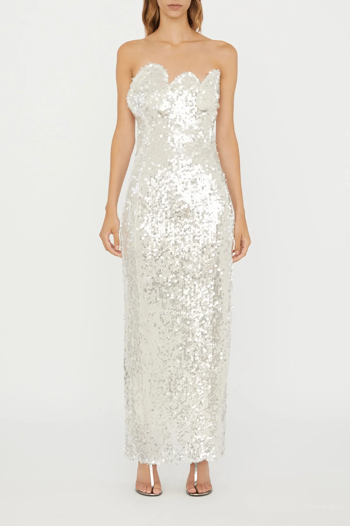 Opaline Sequin Strapless Gown in Glisten Clear - Image 2