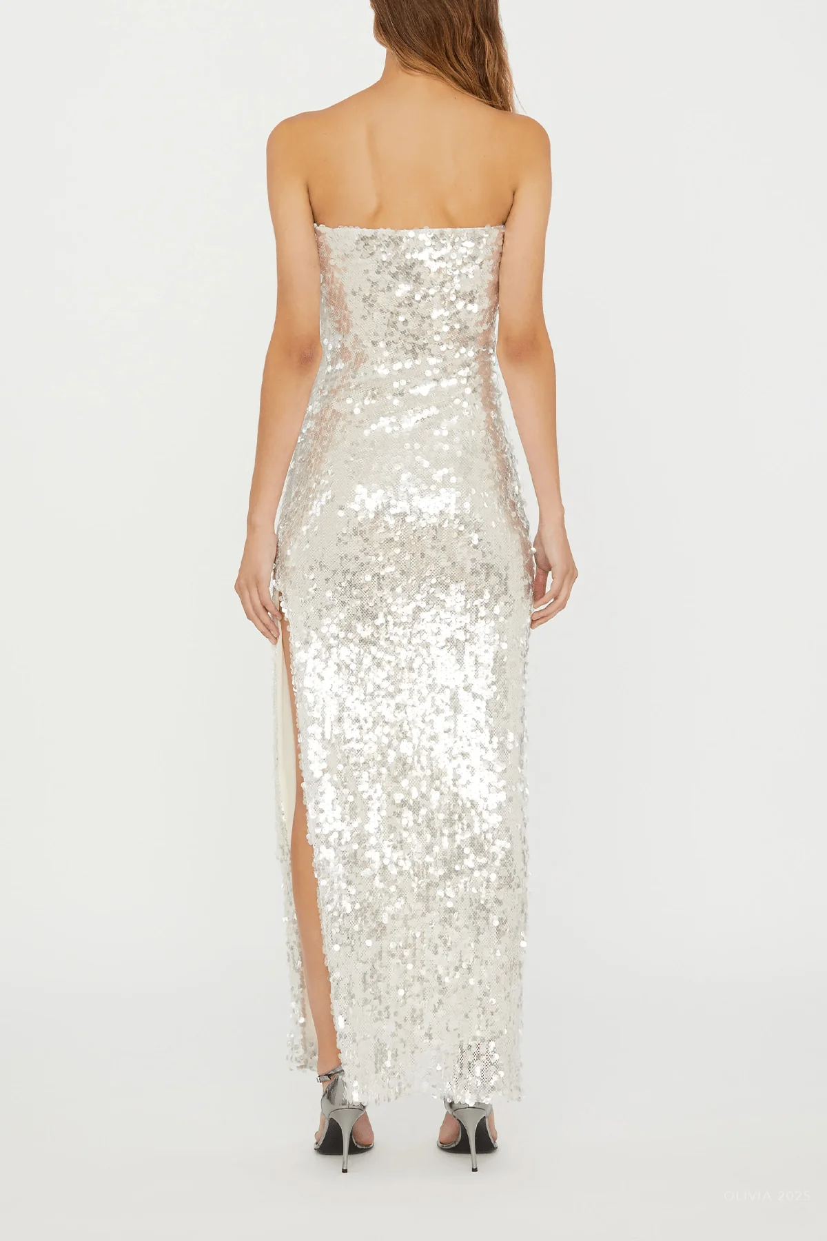 Opaline Sequin Strapless Gown in Glisten Clear - Image 3