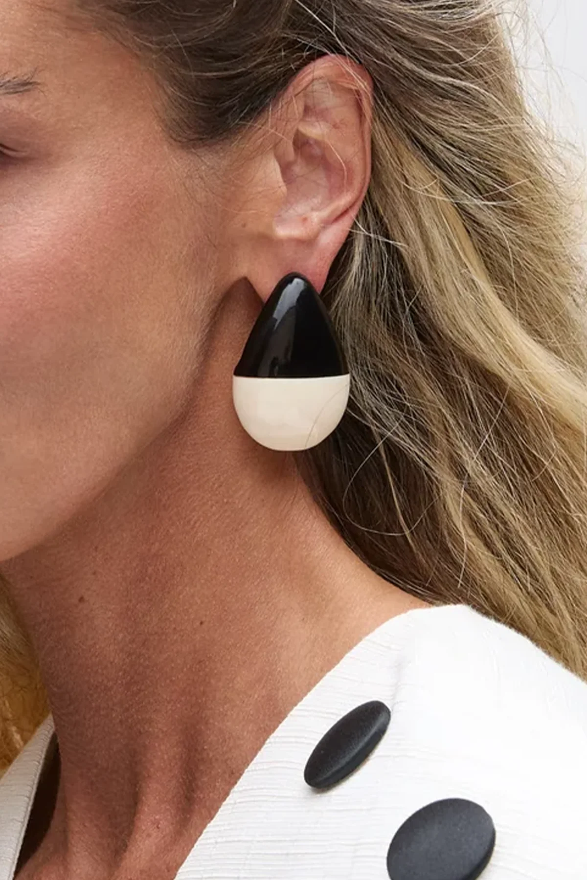 Opus Earrings in Black White - Image 2