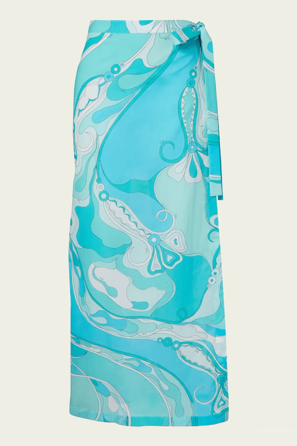 Orchidee-Print Pareo Skirt in Turquoise
