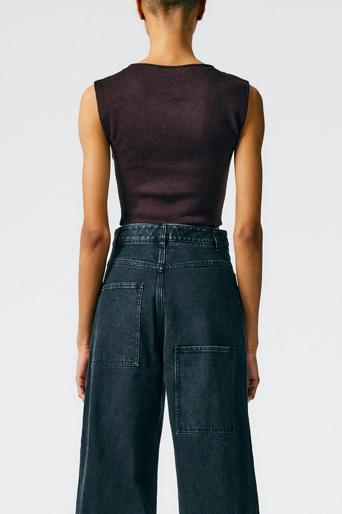Organic Cotton Tencel Tube Cropped Tank in Burnt Brown - Image 2