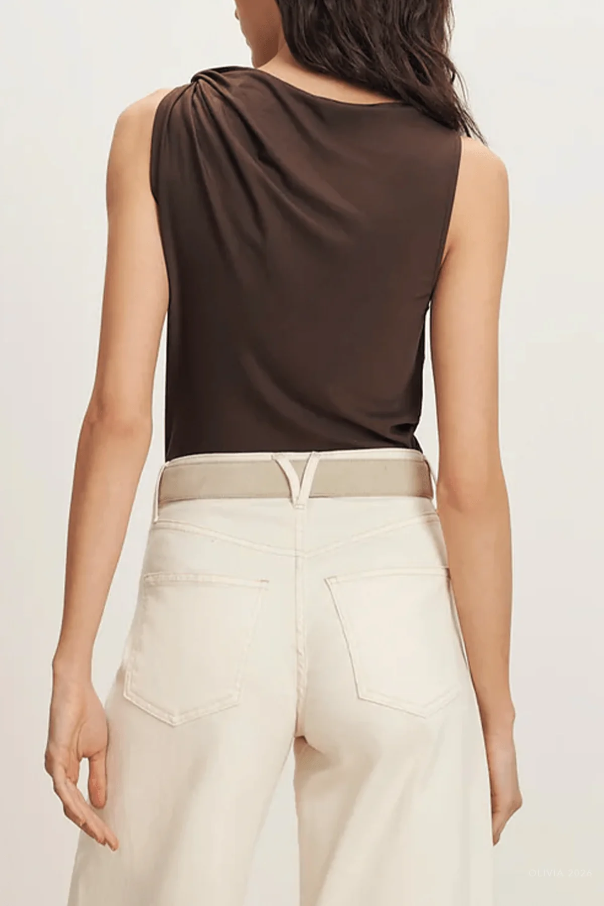 Otessa Boatneck Tank Top in Dark Mocha - Image 3