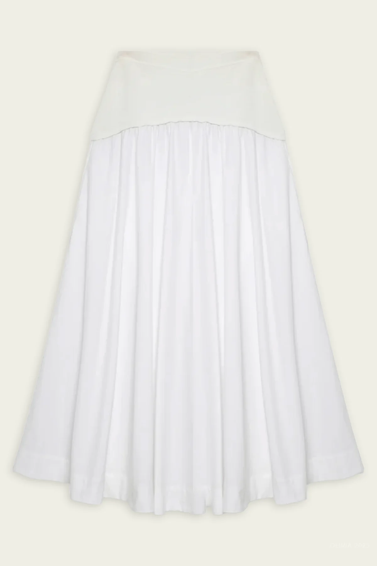 Ovie Knit Cotton Midi Skirt in White