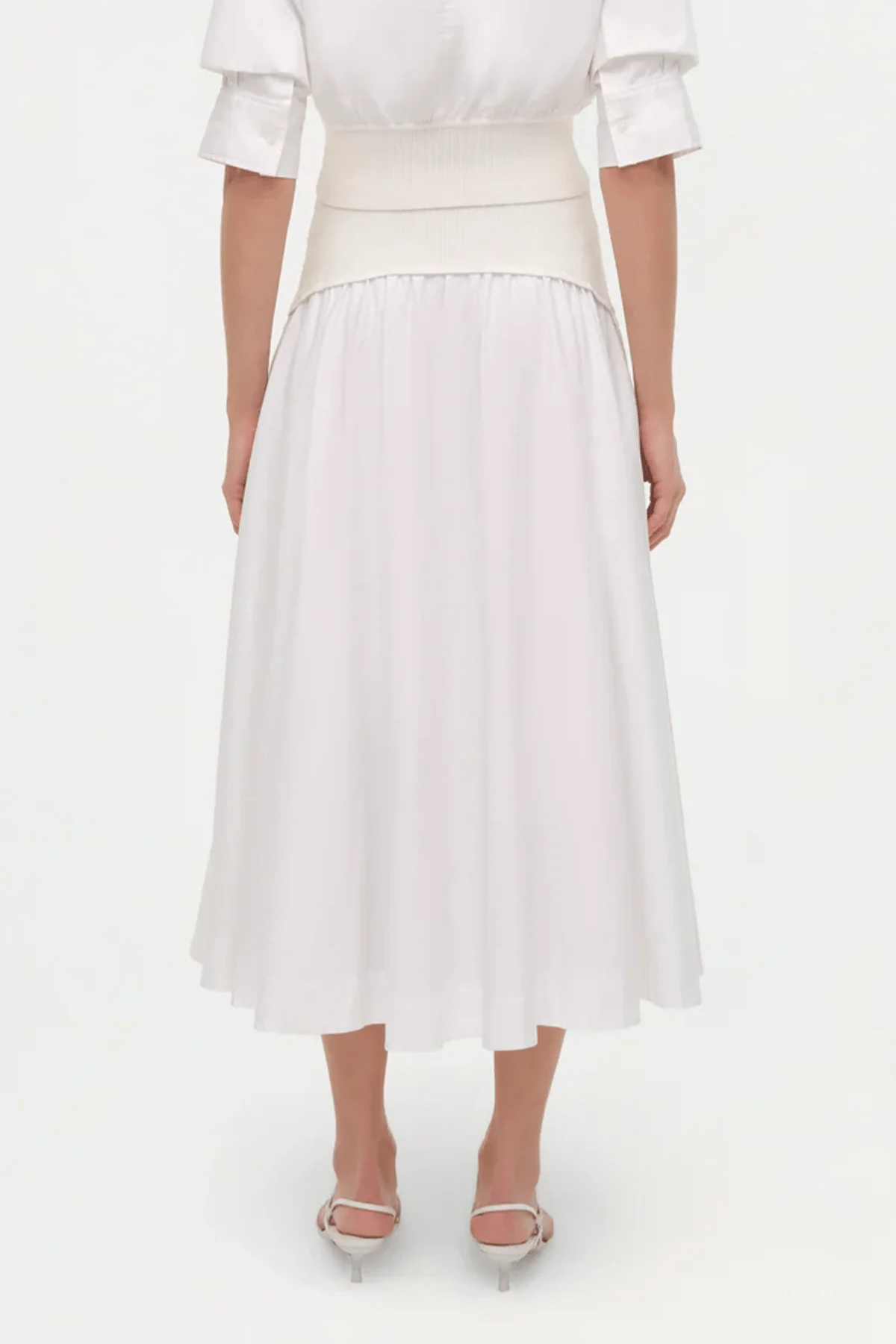 Ovie Knit Cotton Midi Skirt in White - Image 3