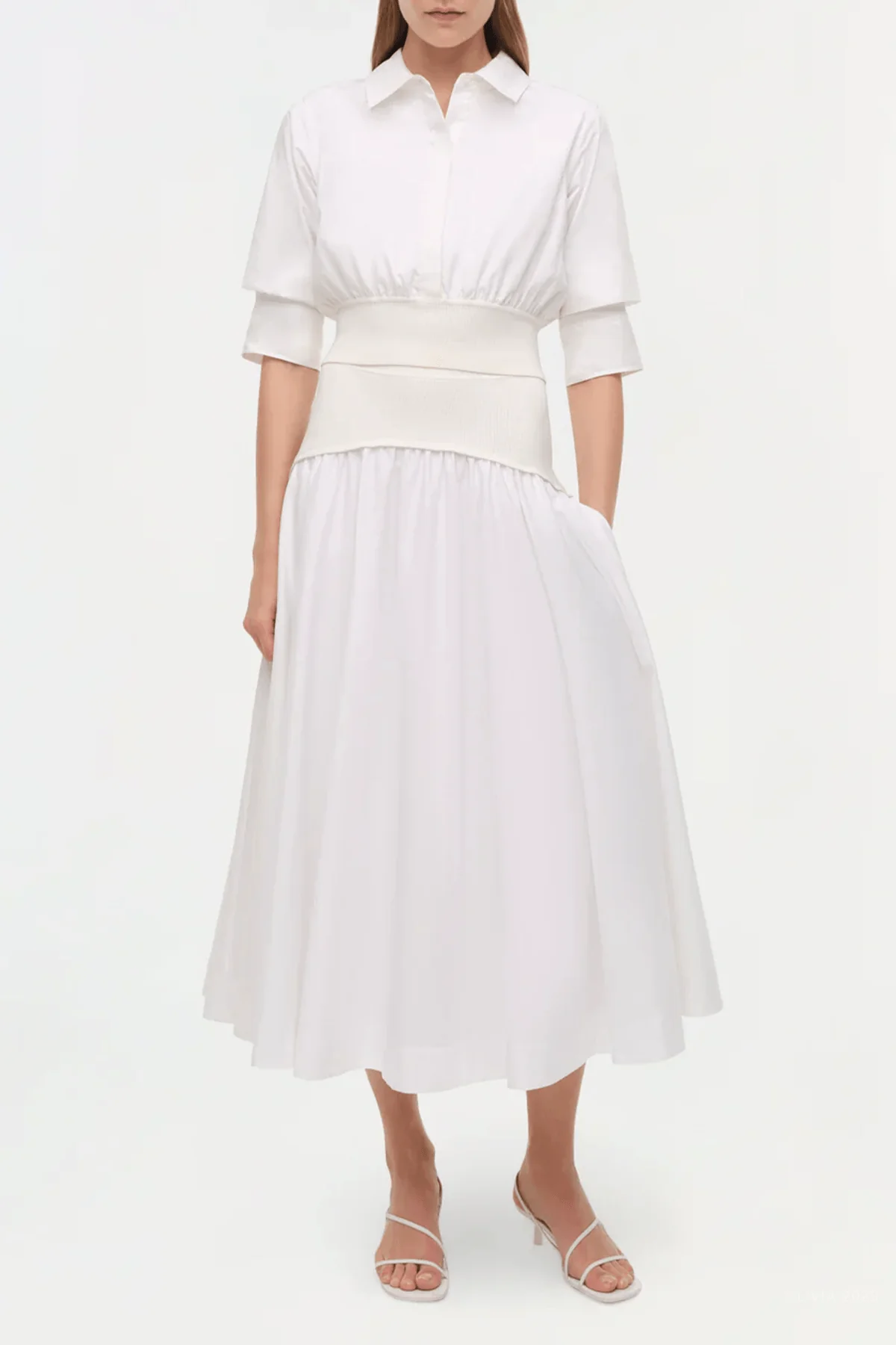 Ovie Knit Cotton Midi Skirt in White - Image 4