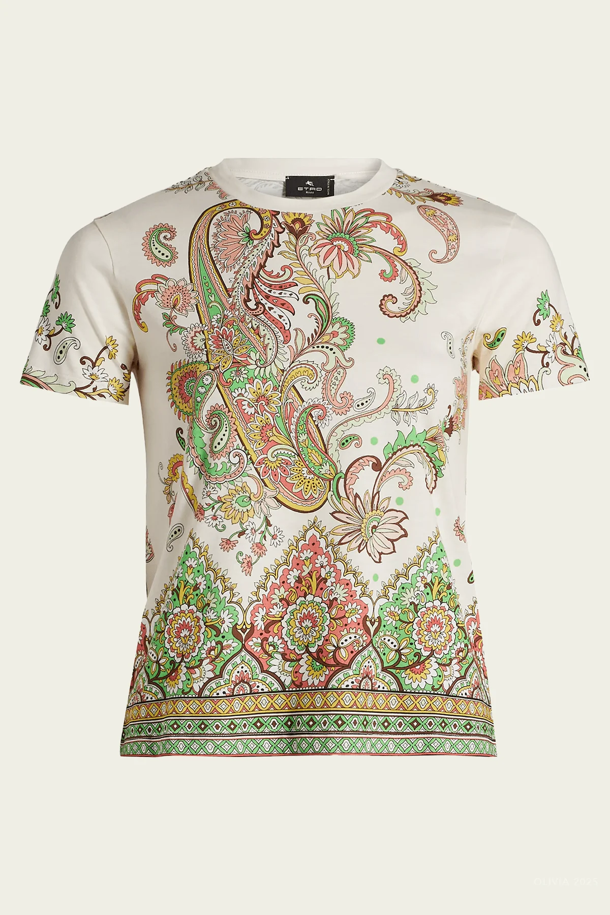 Paisley Bordura Cotton T-Shirt in Multicolor