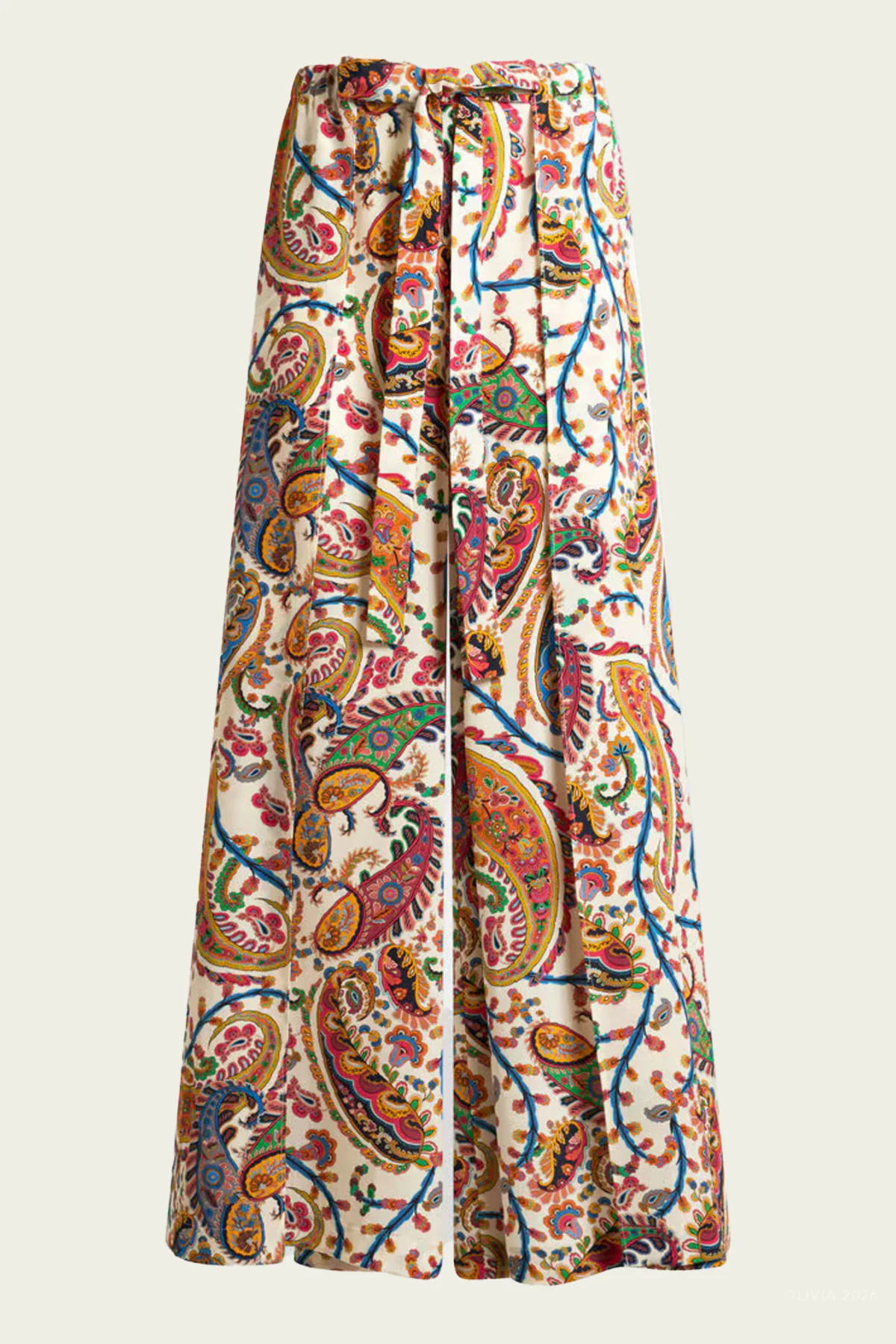 Paisley-Print Beach Wide-Leg Pants in Multicolor