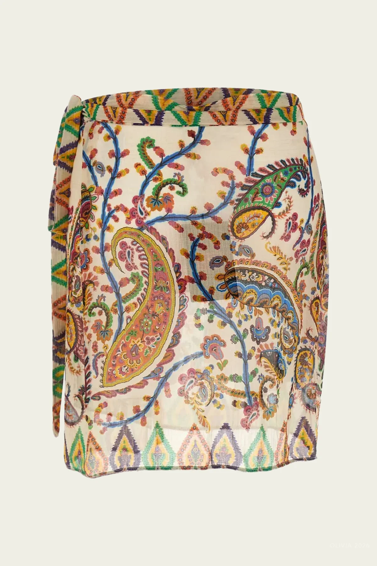 Paisley-Print Mini Beach Wrap Skirt in Multicolor