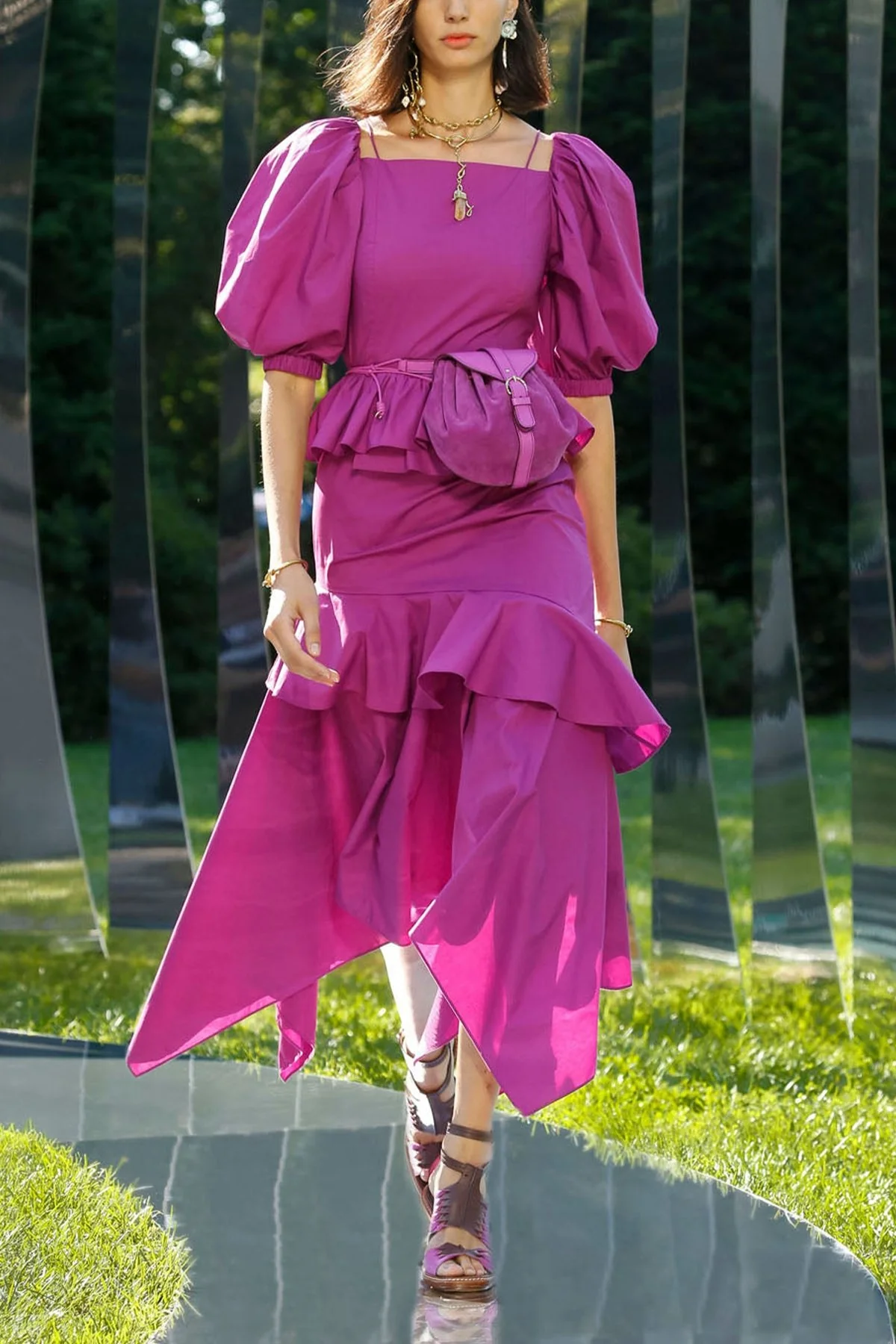Paloma Ruched Crossbody Bag in Orchid - Image 3