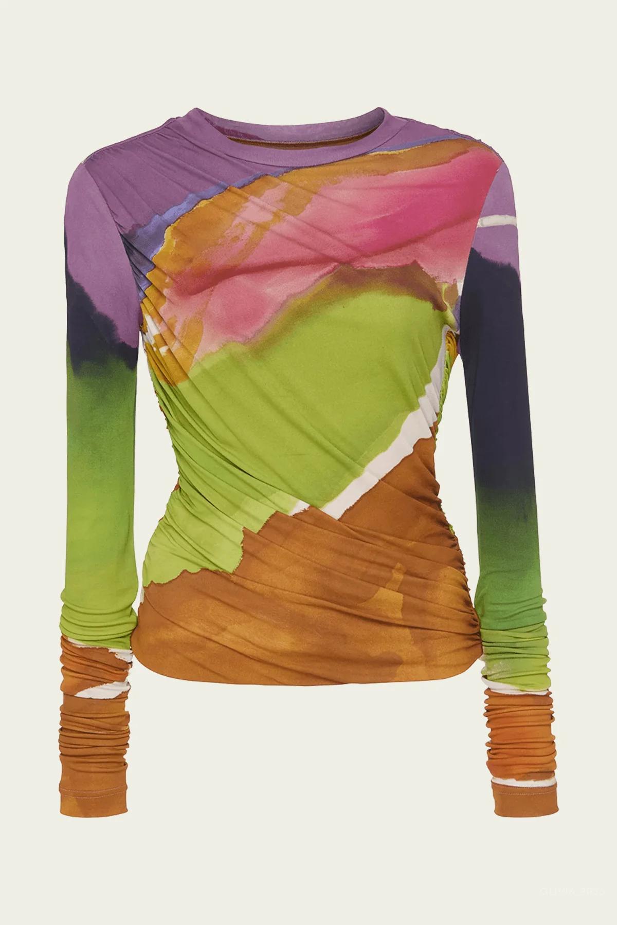 Paradis Ruched Jersey Top in Nature Abhors A Vacuum