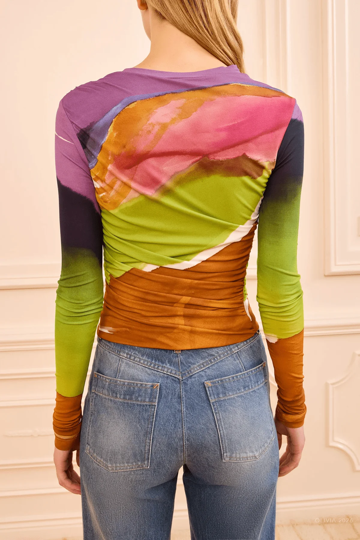 Paradis Ruched Jersey Top in Nature Abhors A Vacuum - Image 3