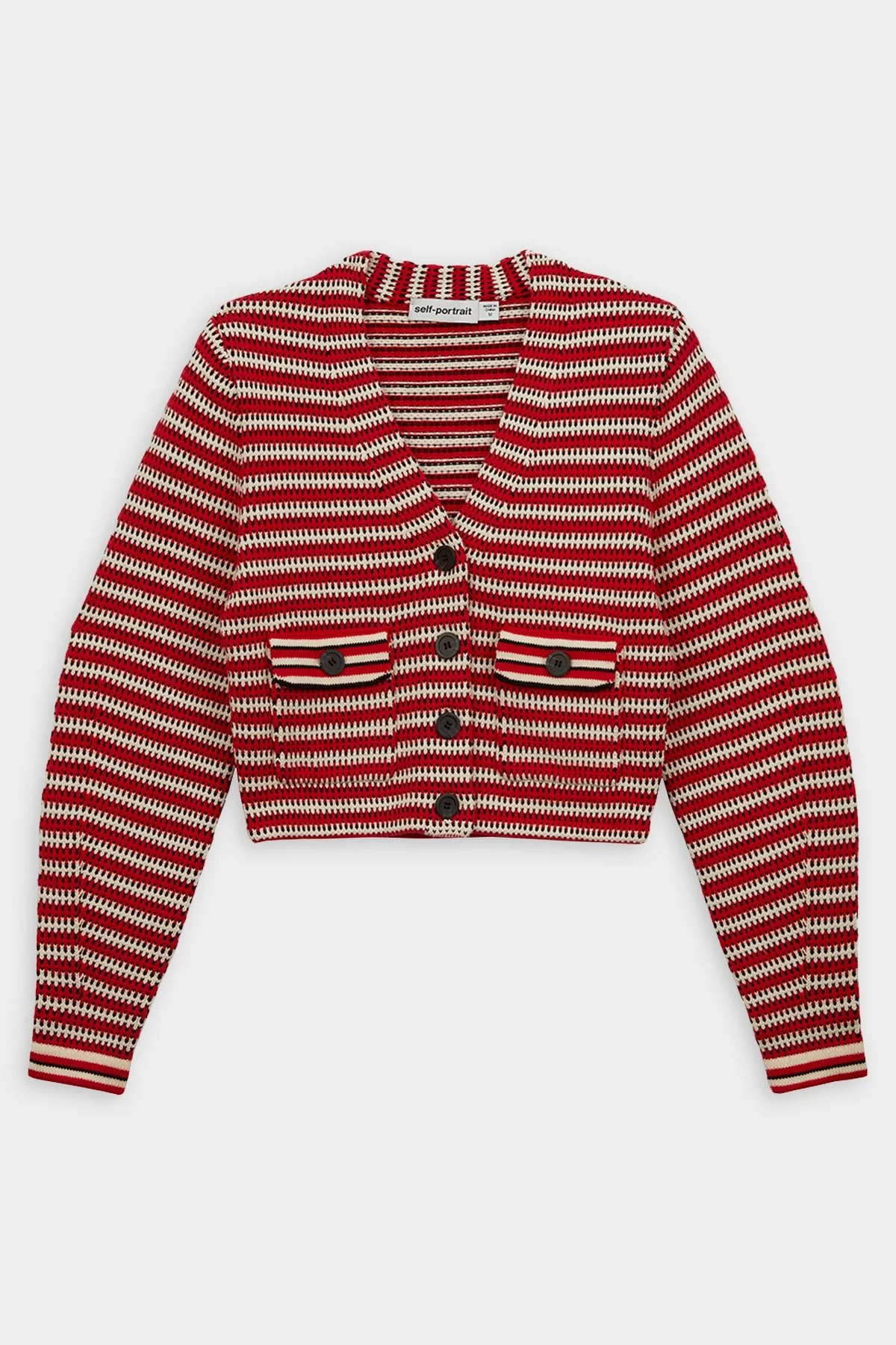 Patterned Knit Cardigan in Red