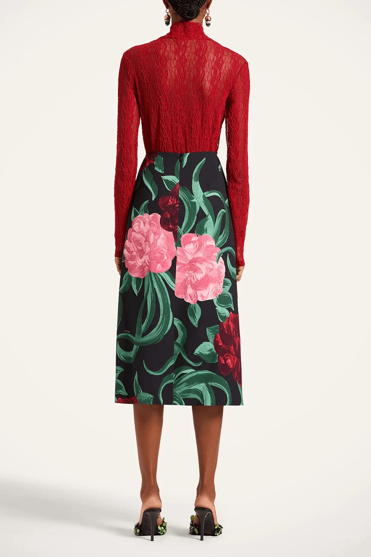 Pencil Skirt in Peony Black - Image 3