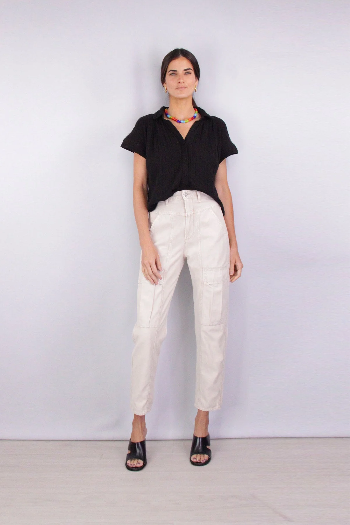 Penny Short Sleeve Blouse in Ebony - Image 2