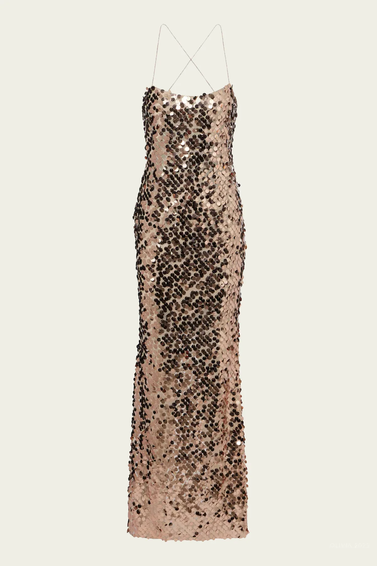 Piallette Cami Gown in Rose Gold