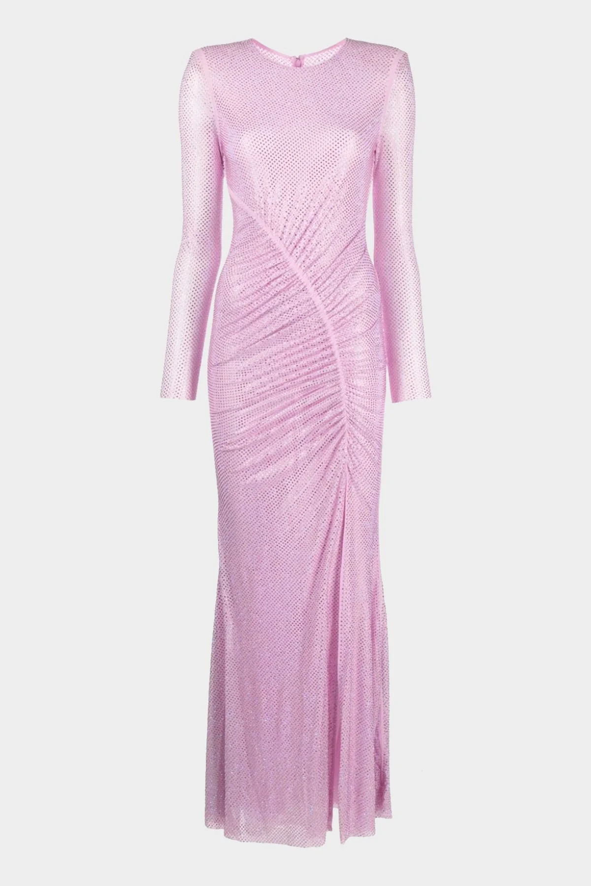 Pink Rhinestone Mesh Maxi Dress