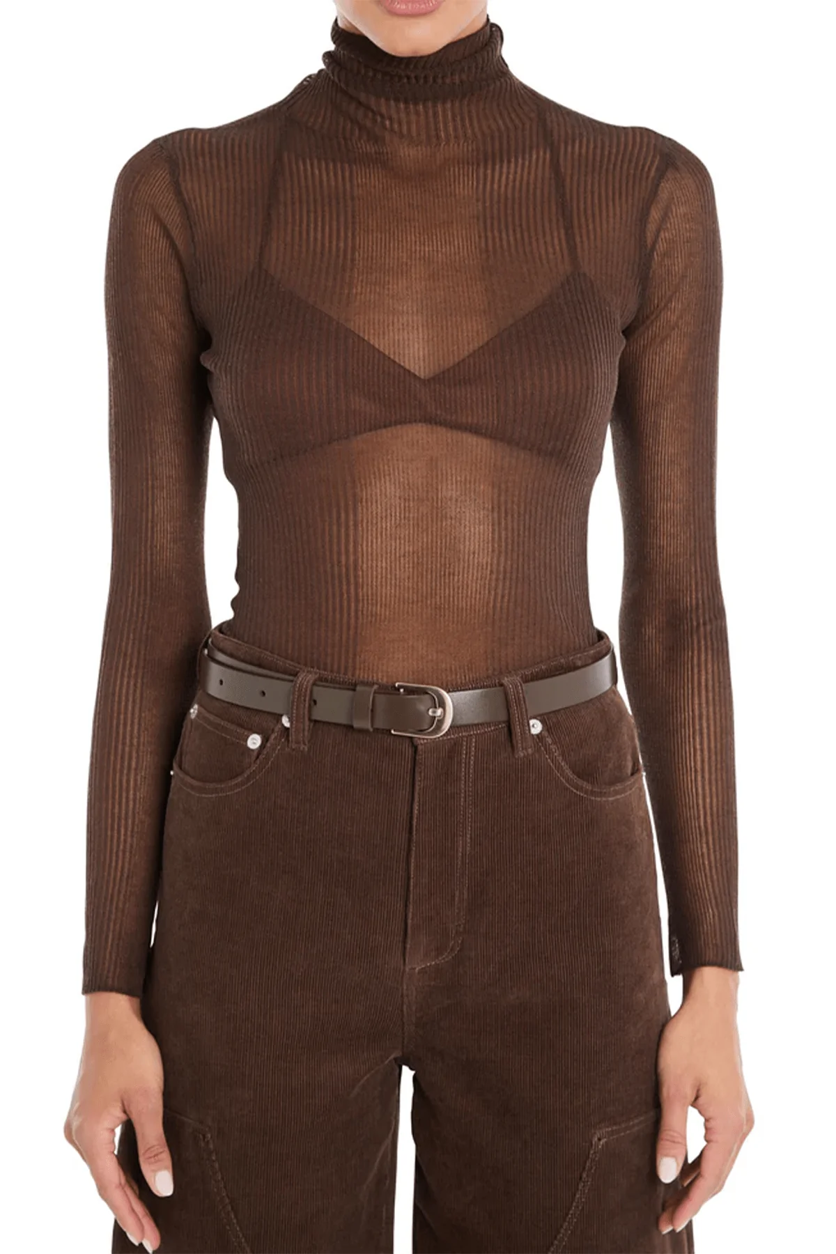 Piper Sweater Top in Slate Brown - Image 2