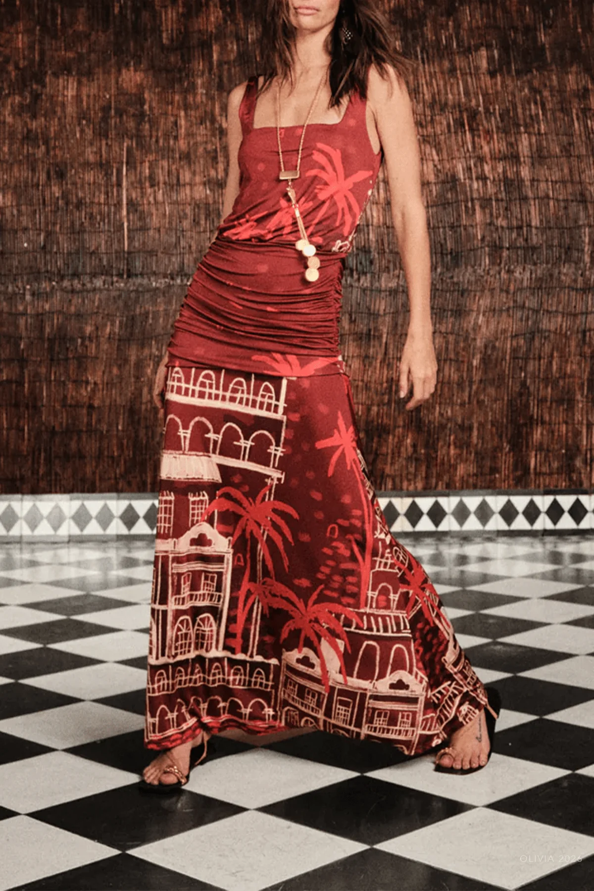 Plant of Joy Dress in Wine Red - Image 2