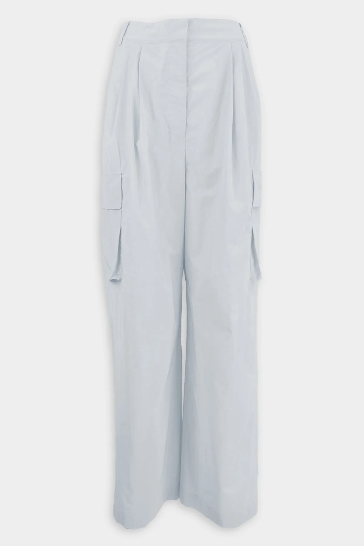 Powder Nylon Pleated Cargo Stella Pant in Blue Grey