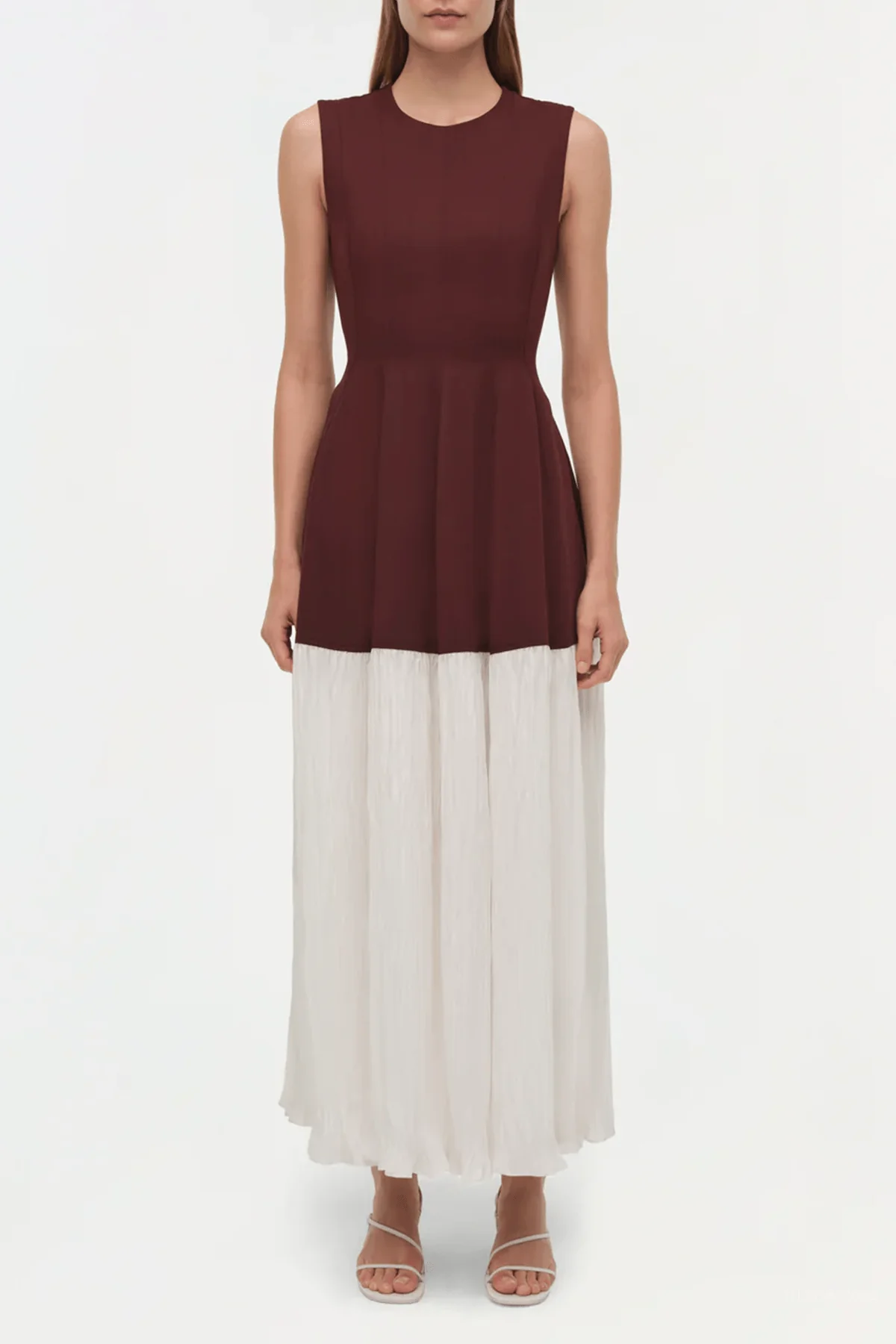 Raleigh Pleated Midi Dress in Mahogany Multi - Image 2