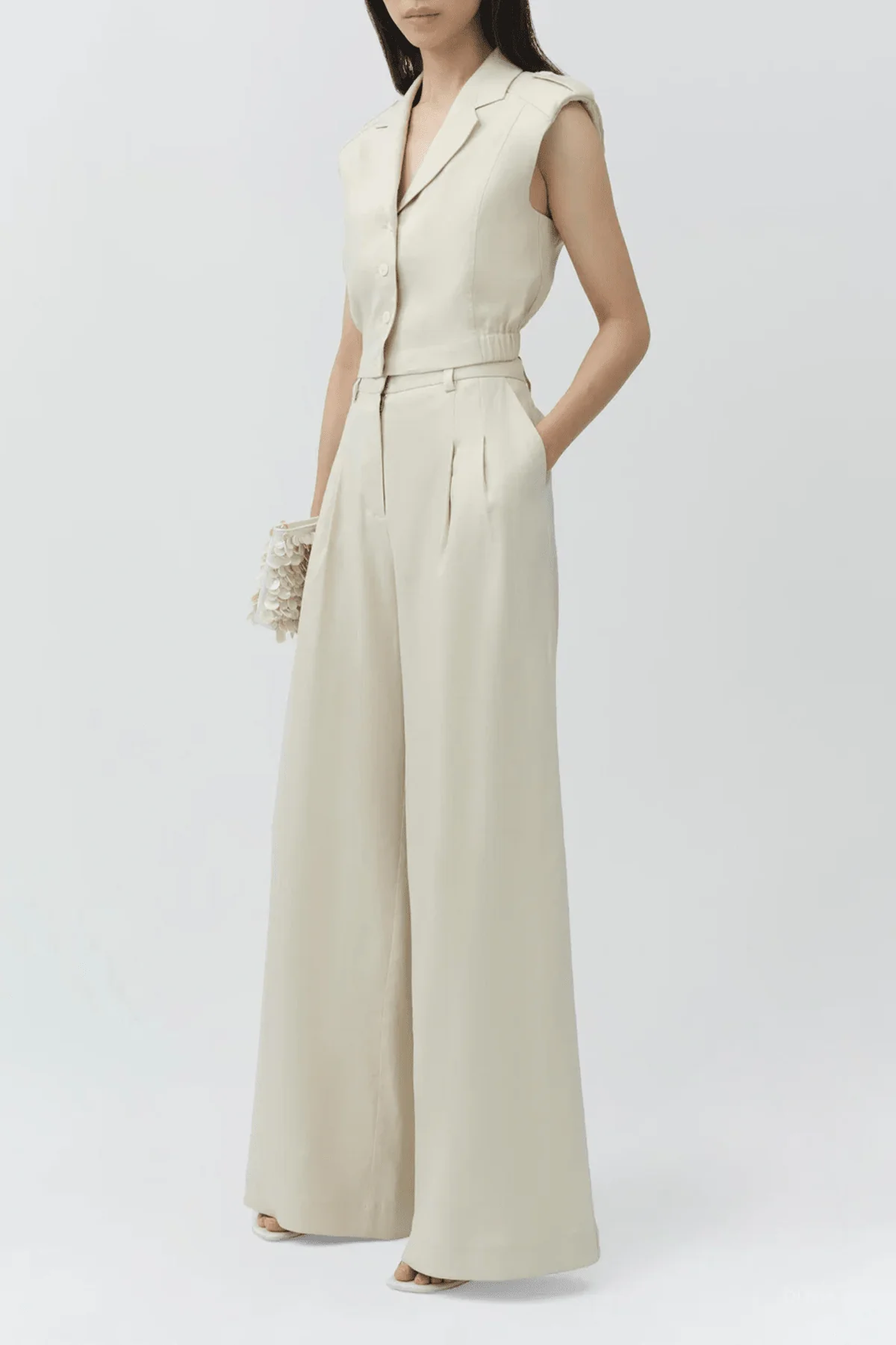 Ramsey Linen Wide Leg Pant in Sand - Image 4