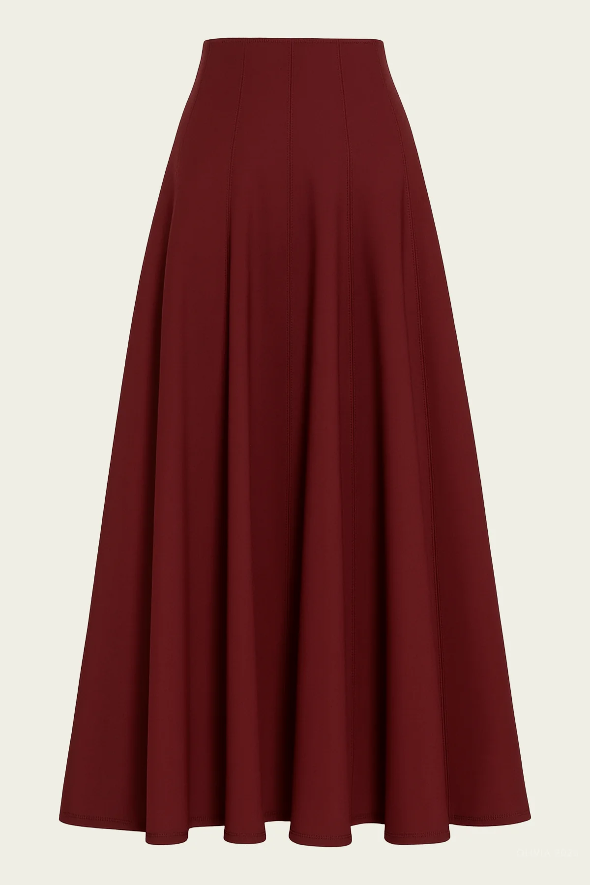 Rea High Waist Midi Skirt in Mahogany