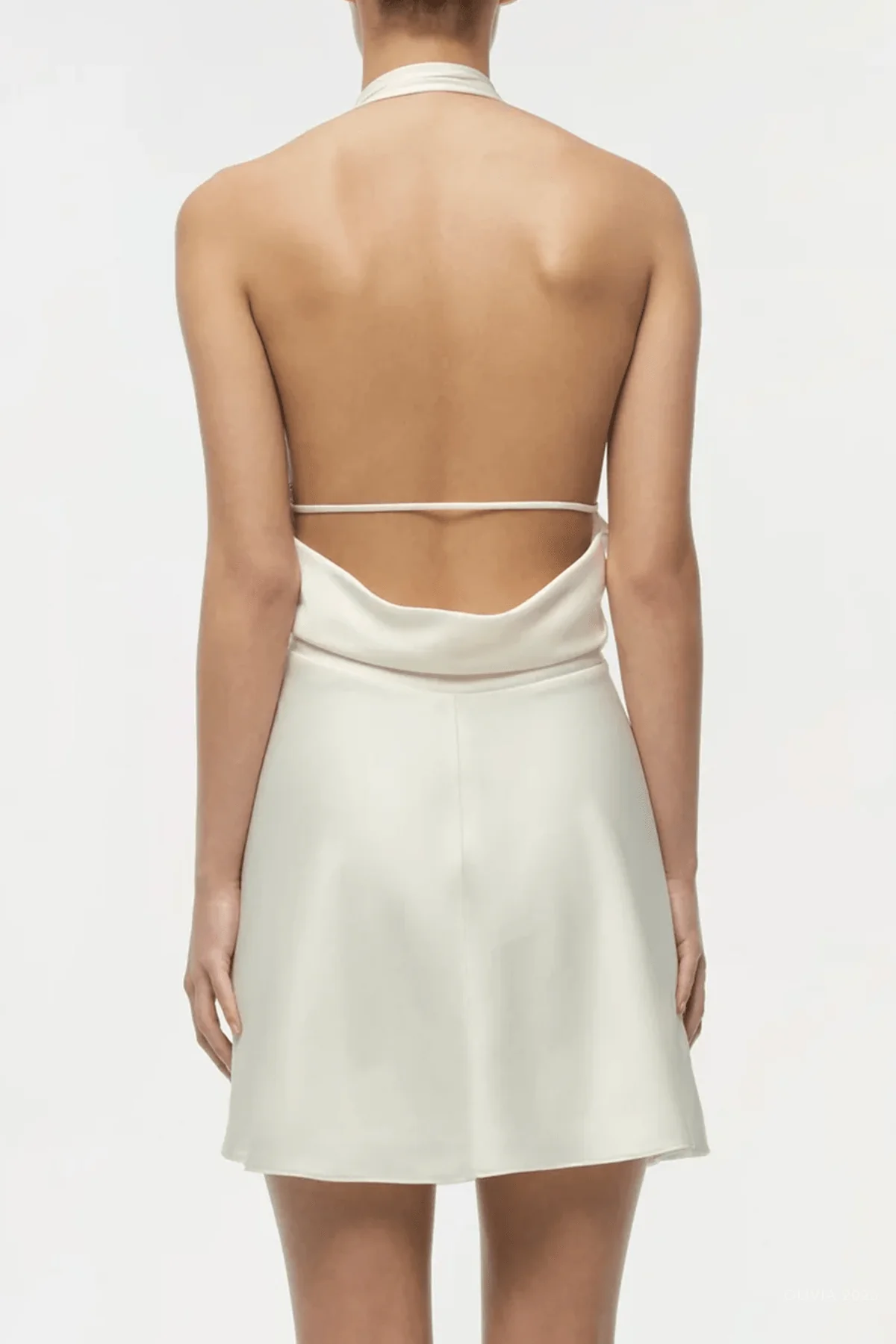 Reanna Satin Mini Dress in Ivory - Image 3