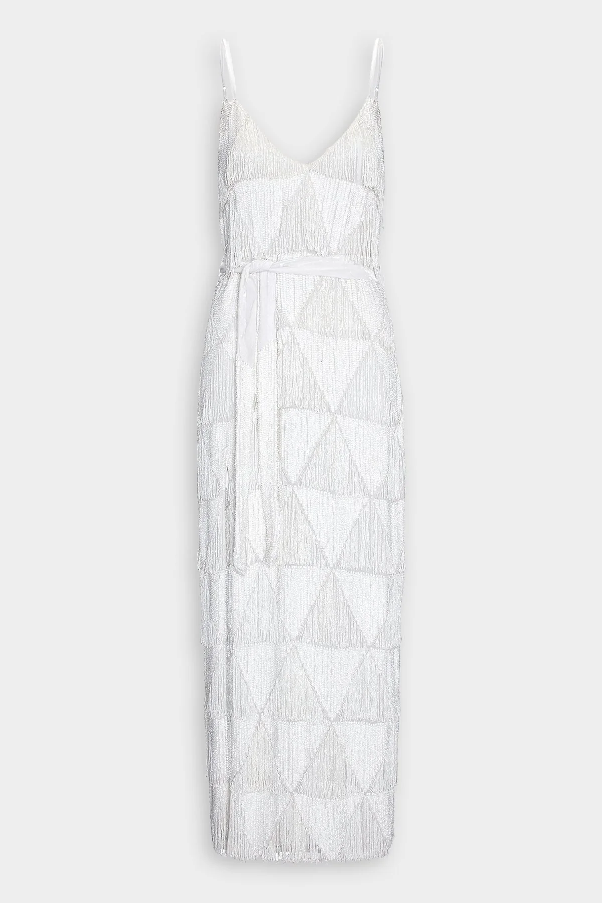 Rebecca Dress in White Fringe
