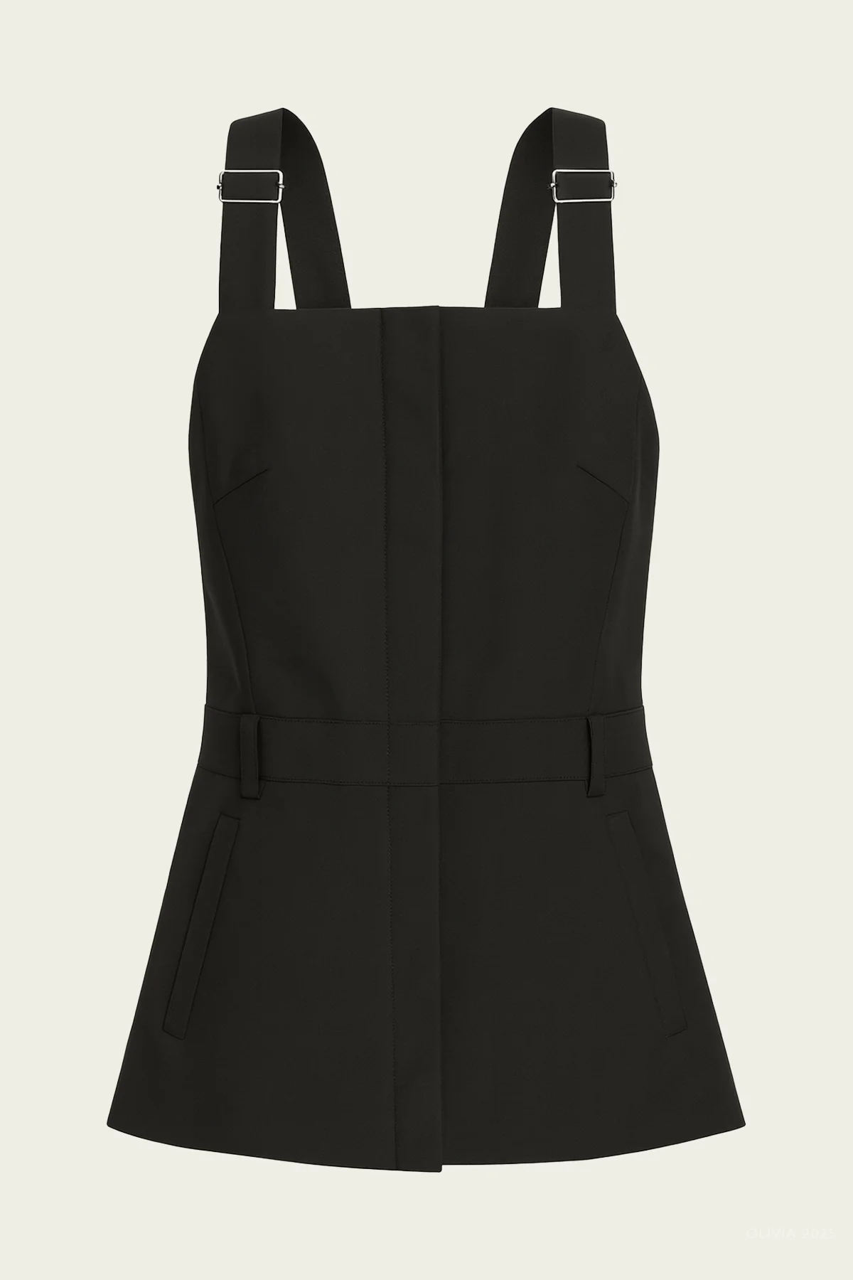 Recycled Tropical Wool Overall Top in Black