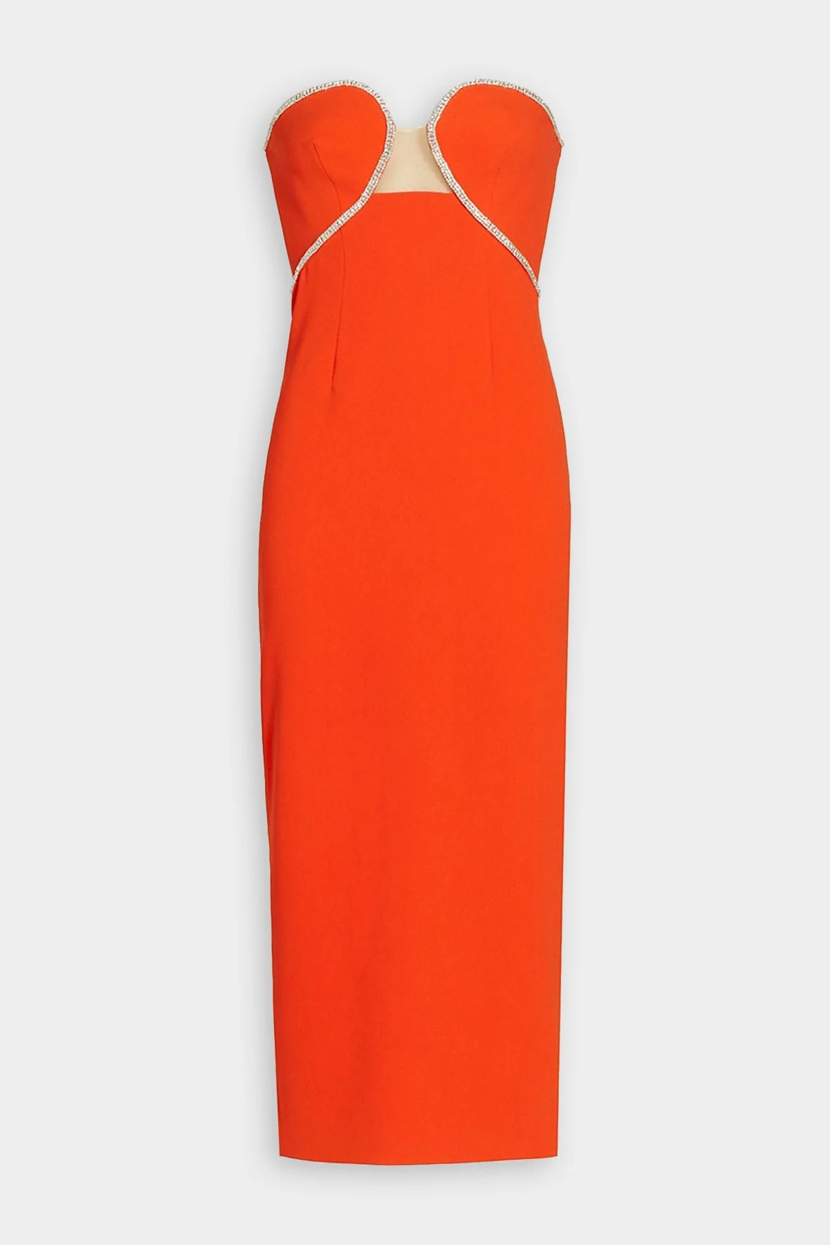Red Bandeau Crepe Midi Dress