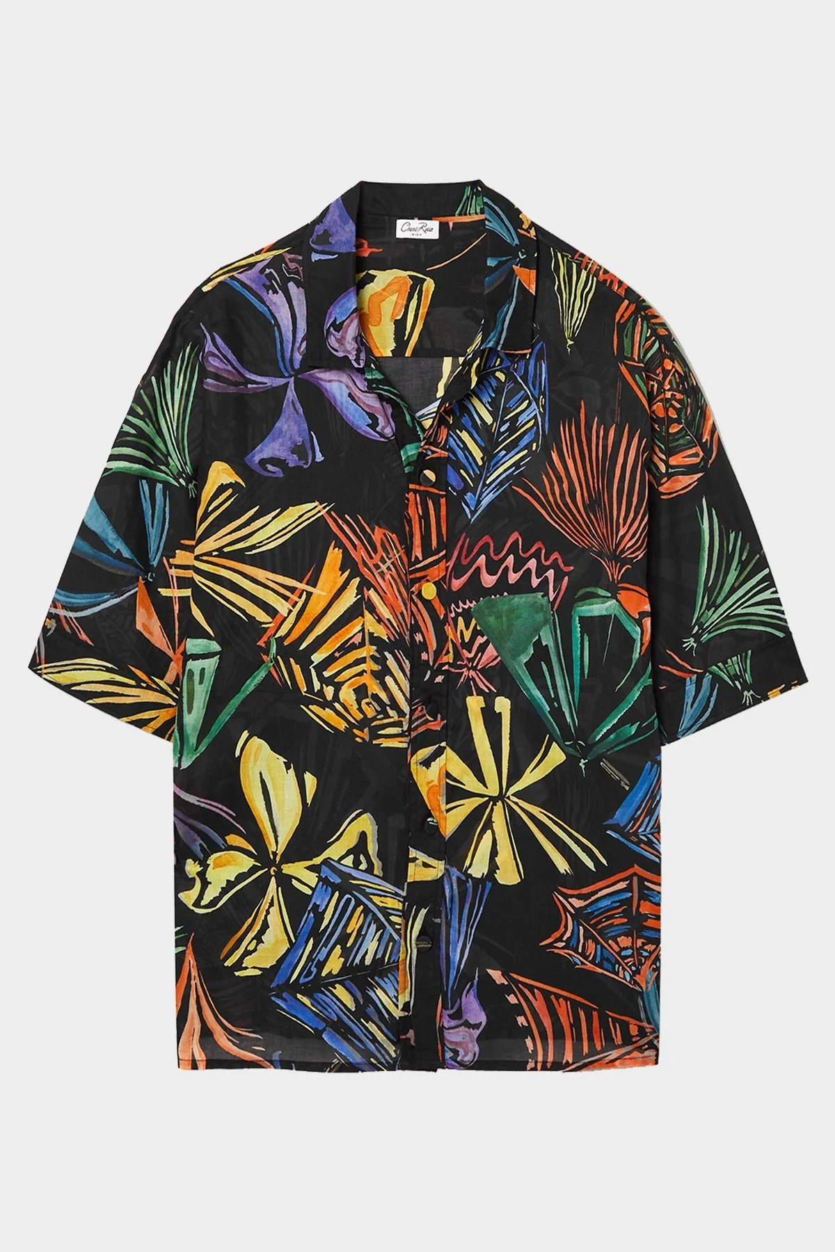 Remy Unisex Blouse in Black Print