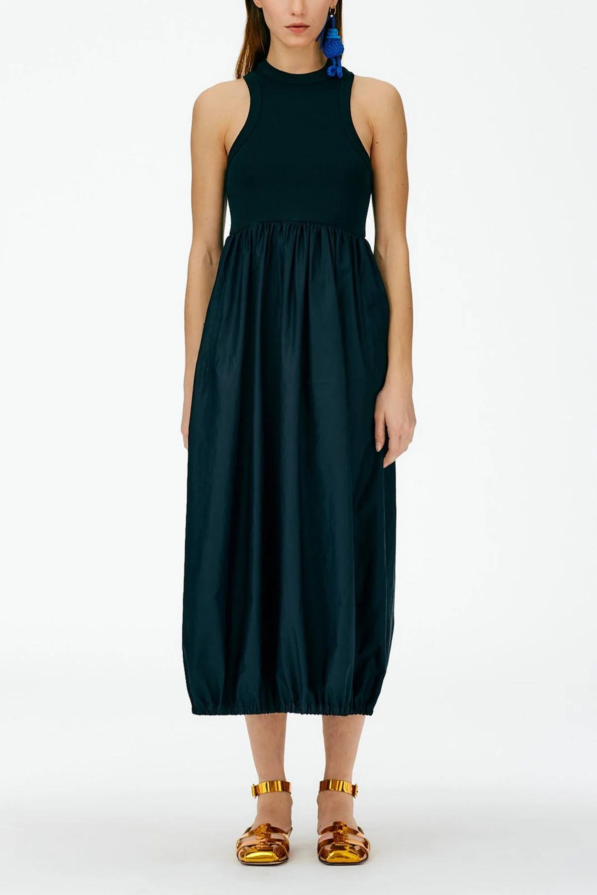 Ribbed Tank Balloon Dress in Black - Image 2