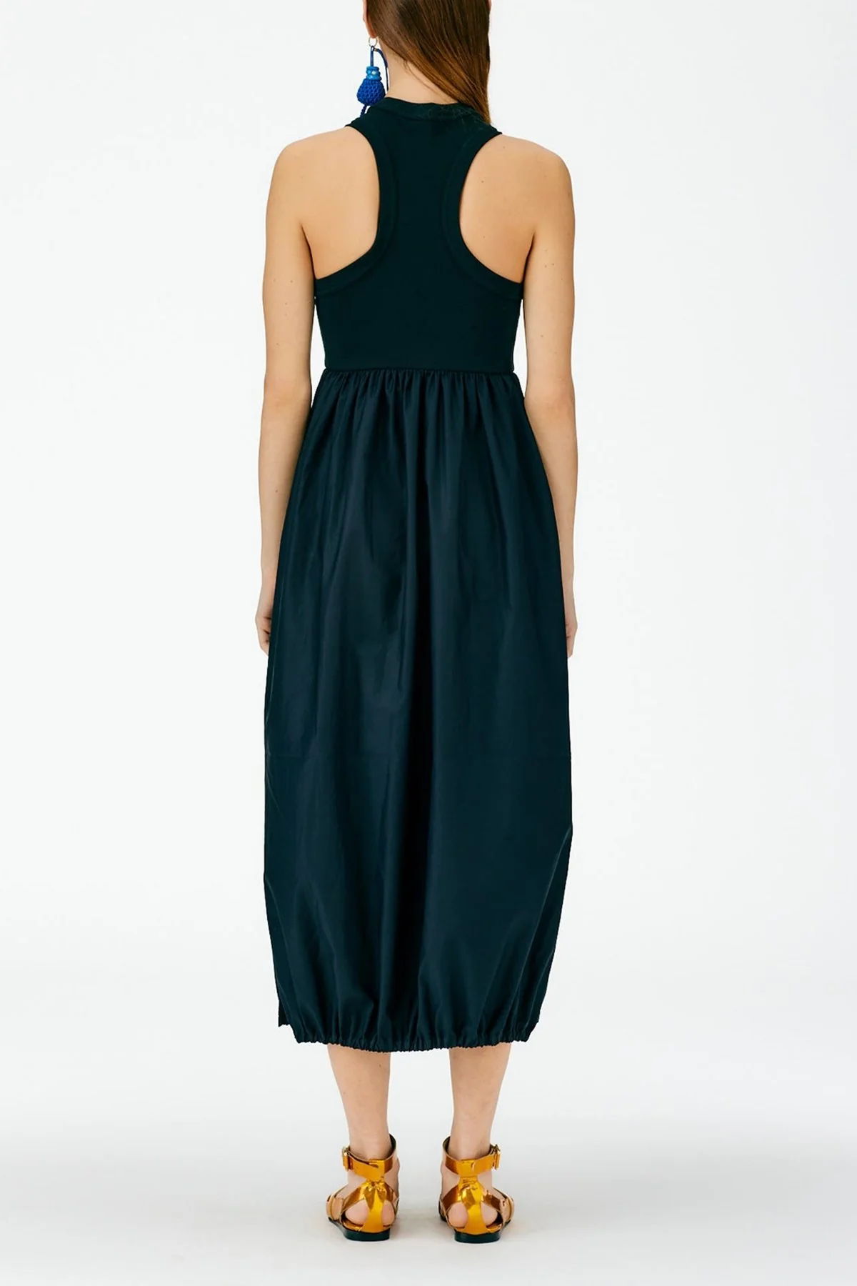 Ribbed Tank Balloon Dress in Black - Image 3