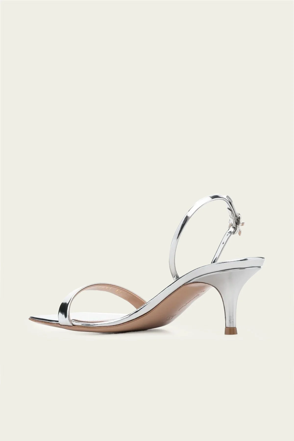 Ribbon Metallic Kitten Slingback Sandal in Silver - Image 3