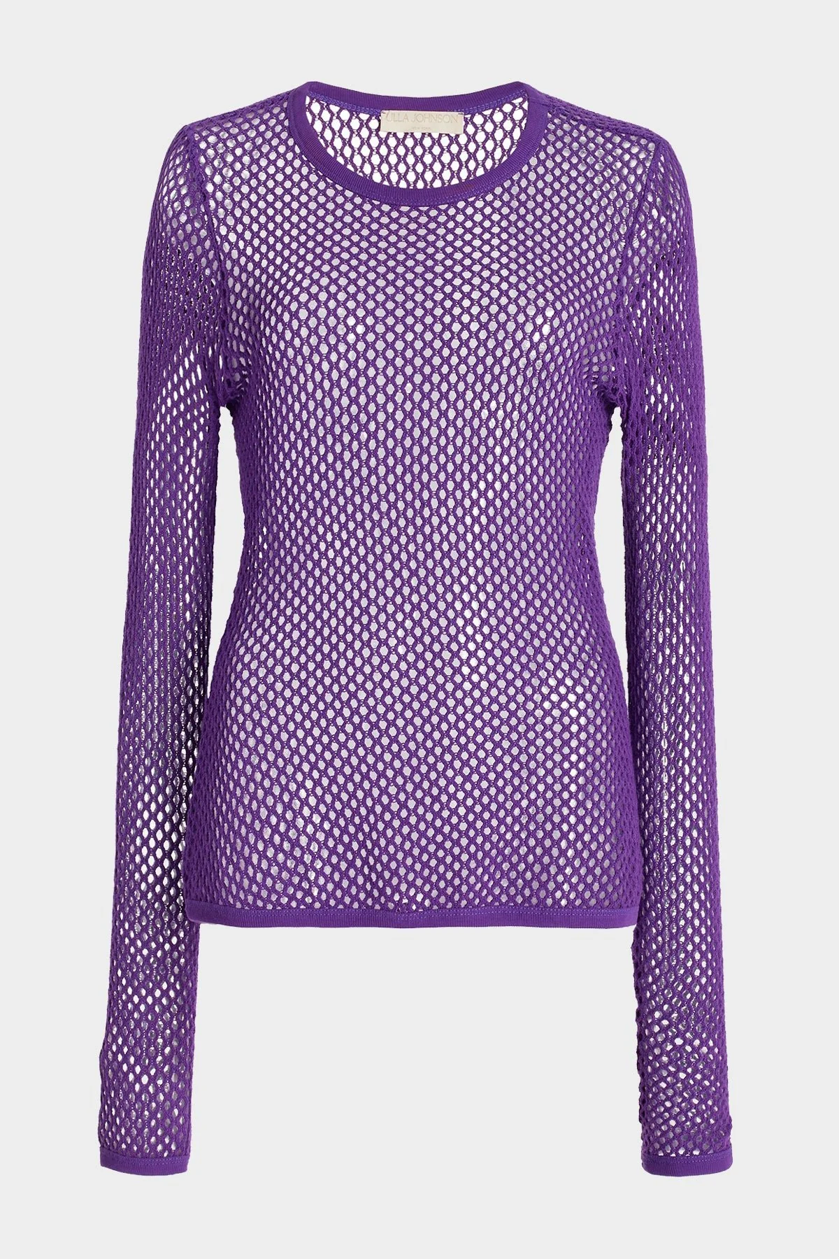 Rio Cotton Fishnet Long Sleeve Top in Cassis