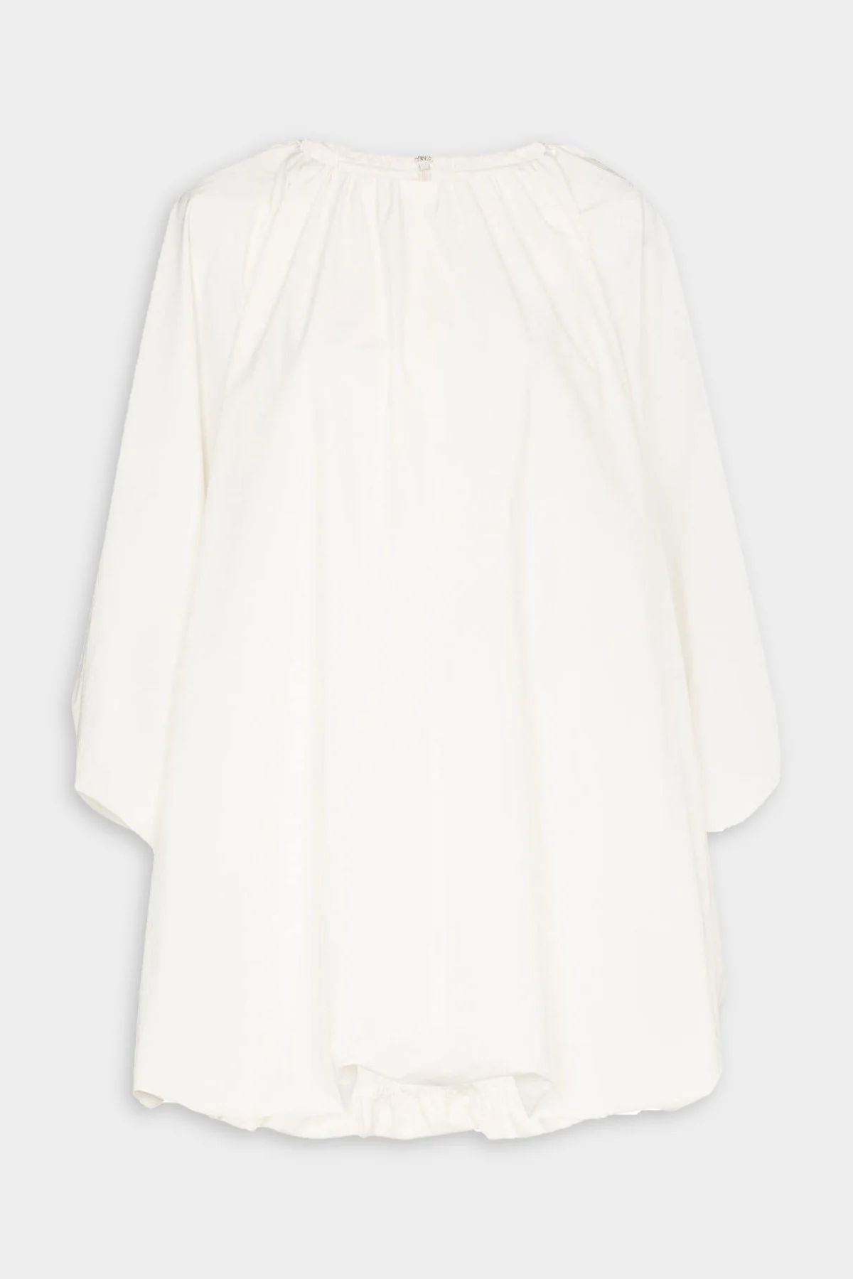Ruched Bell Sleeve Mini Dress in White